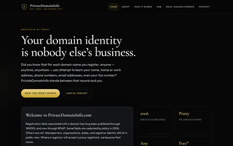 Screenshot of PrivateDomainInfo.com